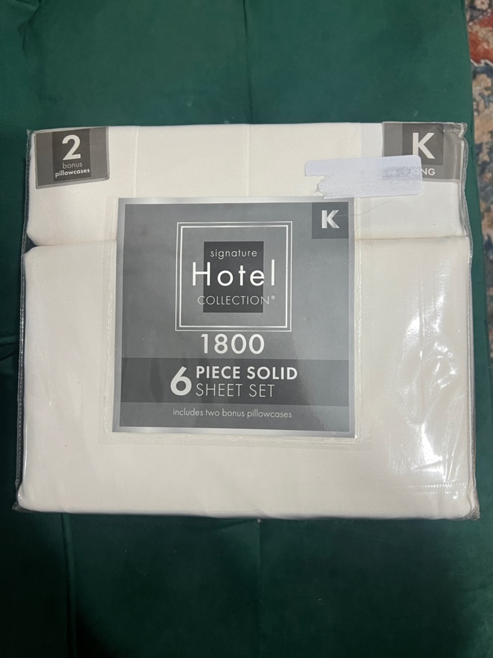 Hotel Collection 1800 6-Piece Solid Sheet Set I in  off White - King-microfiber